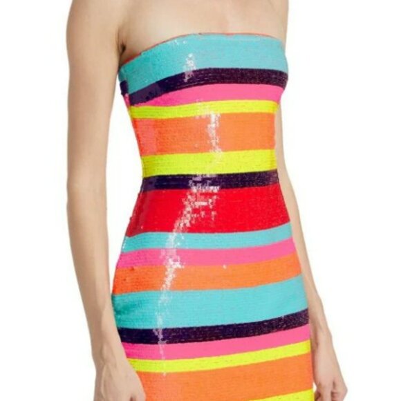 Ramy Brook Winnie Strapless Sequin Mini Dress Size 4 NWT | Multicolor Rainbow - Picture 3 of 15